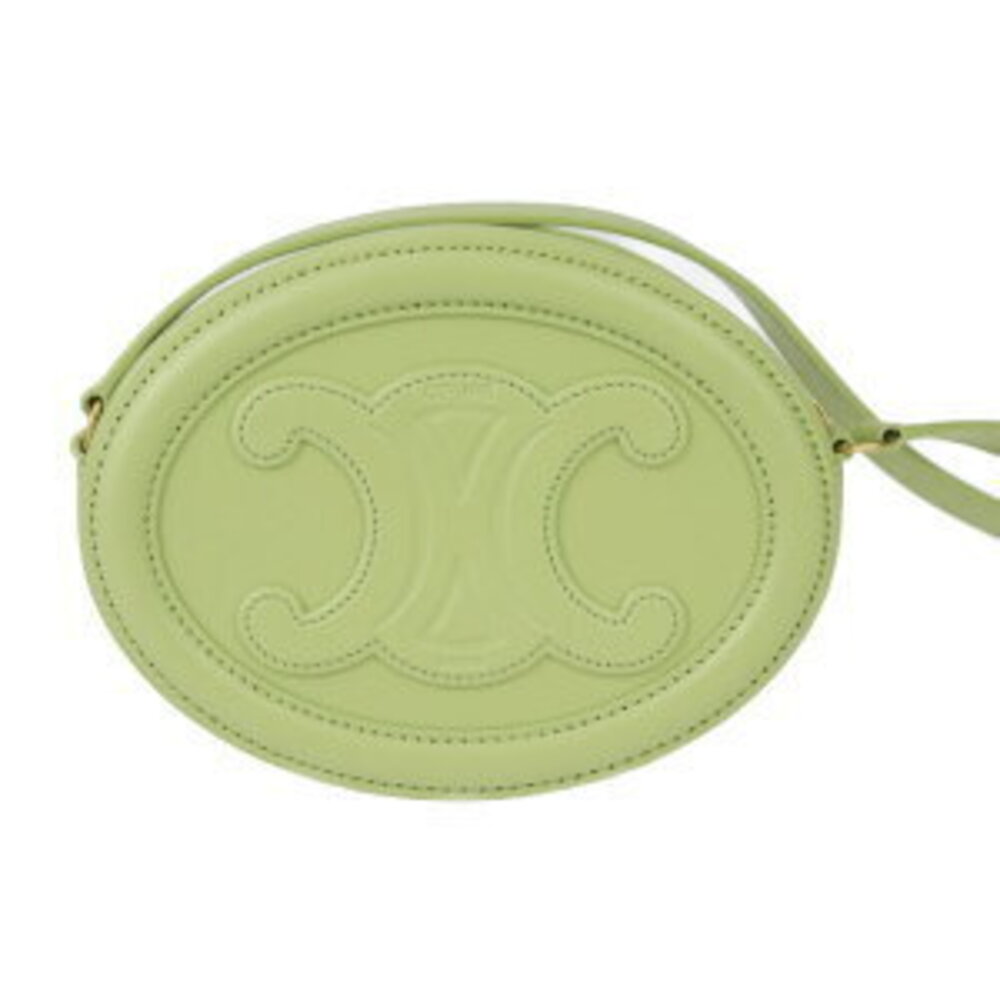Celine Shoulder Cuir green Bag Purse Oval Crossbody calfskin Triomphe - Picture 3 of 9